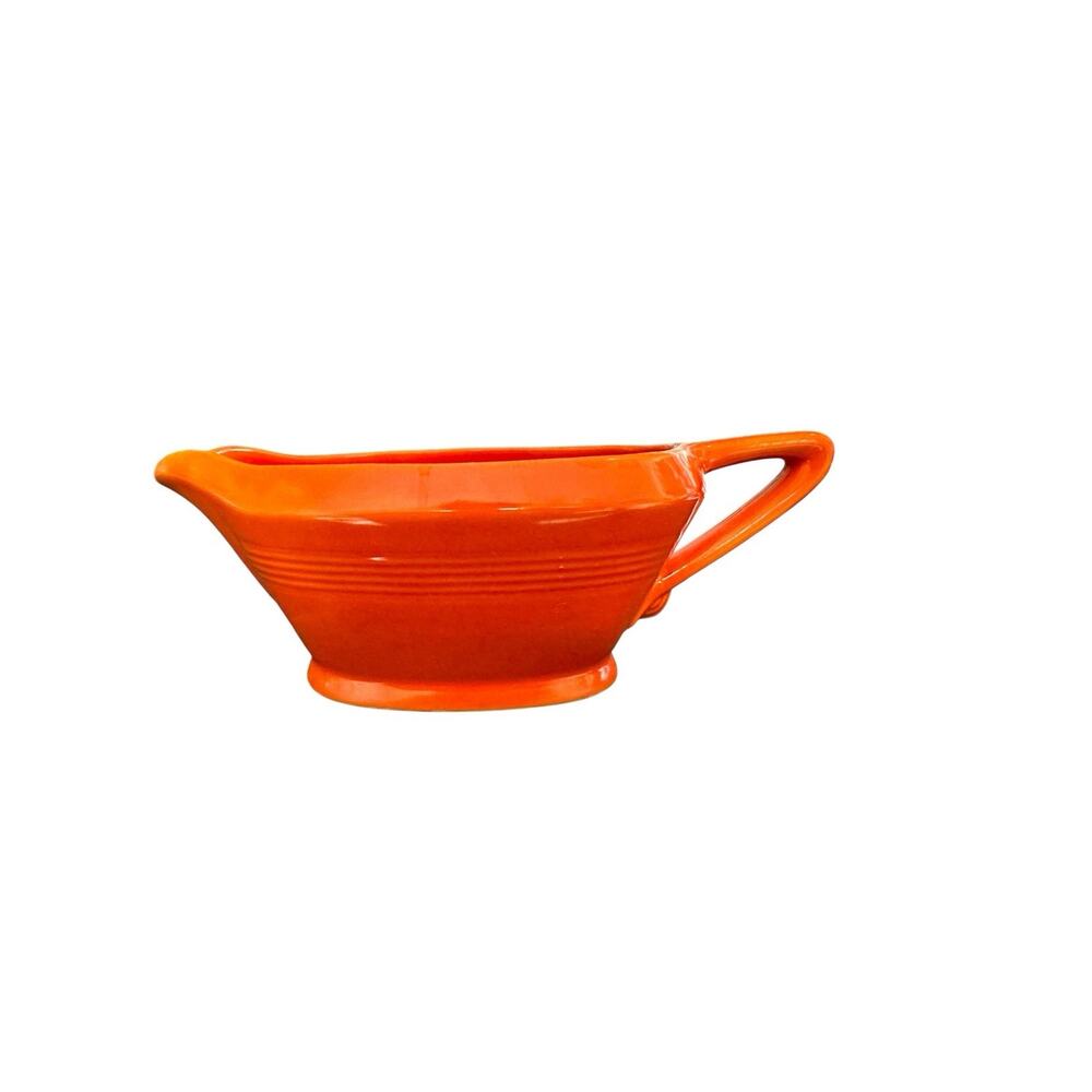 Vintage Harlequin Homer Laughlin Red Orange Sauce Gravy Boat